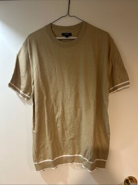 Alfani Tan Short-Sleeve Knit Crewneck Shirt